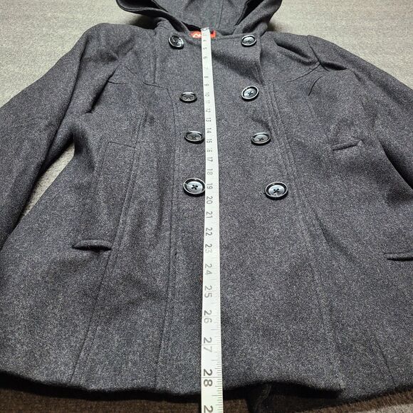 AK Anne Klein Sport Coat Womens Small Wool Blend Hooded Peacoat Double Breasted - Picture 4 of 10